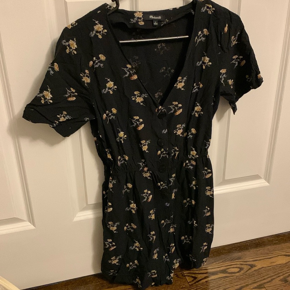 Madewell black floral romper
